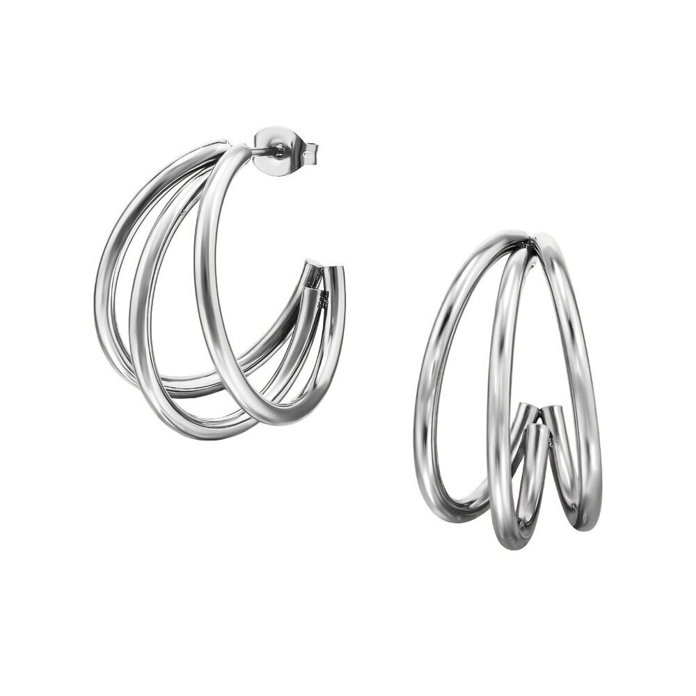 Stainless Steel Half Hoop Earrings 15x25mm